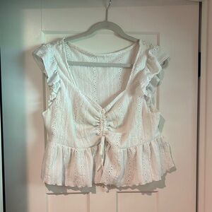 💥3 for $18💥 SHEIN Curve White Lace Ruffle Blouse